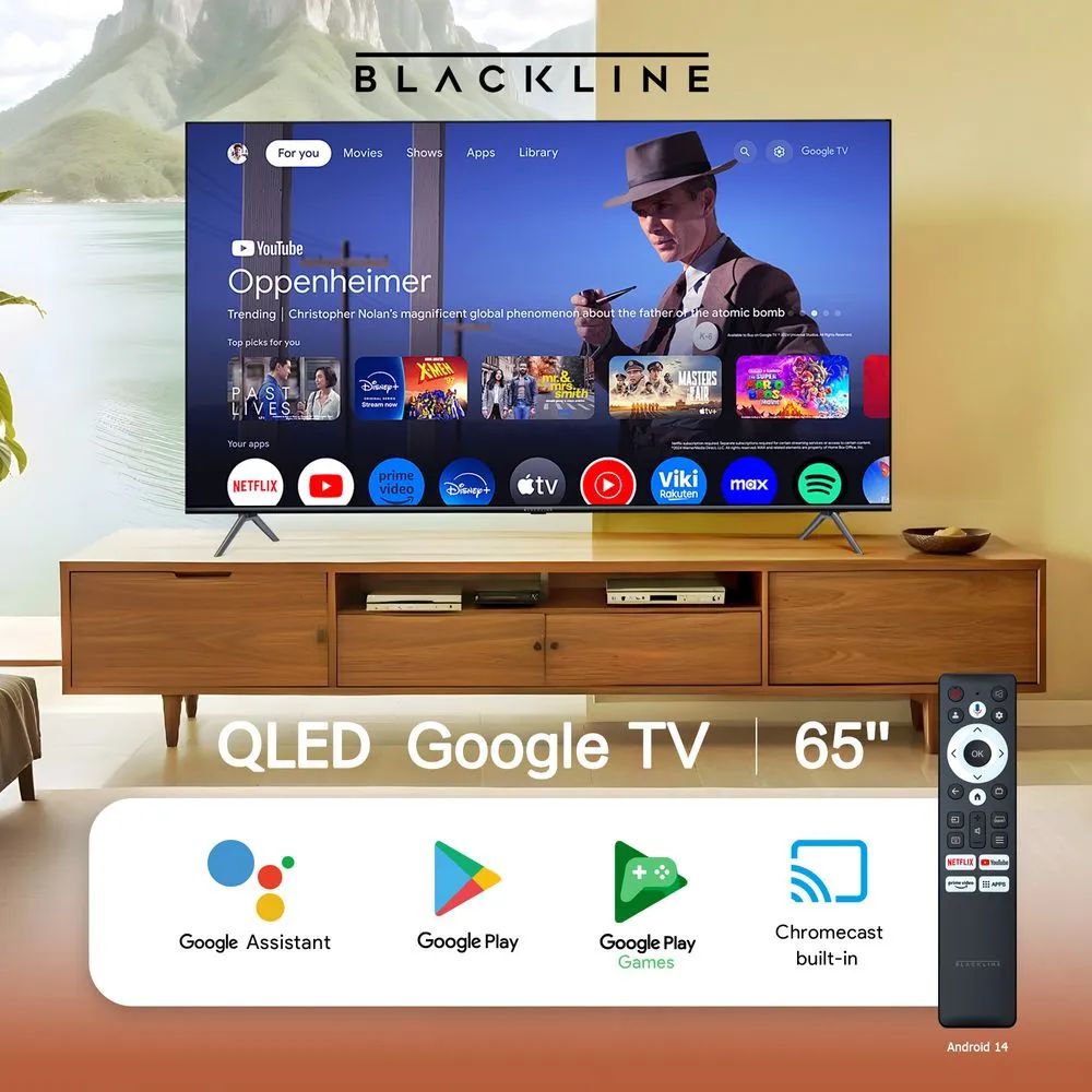 Televisor QLED BLACKLINE de 65" con Google TV