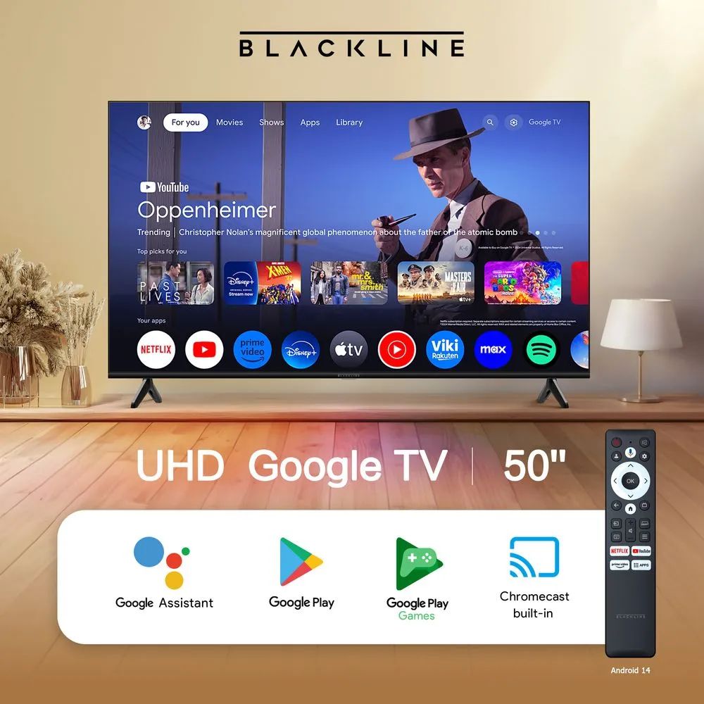 Televisor 4K ULTRA HD BLACKLINE de 50" con Google TV