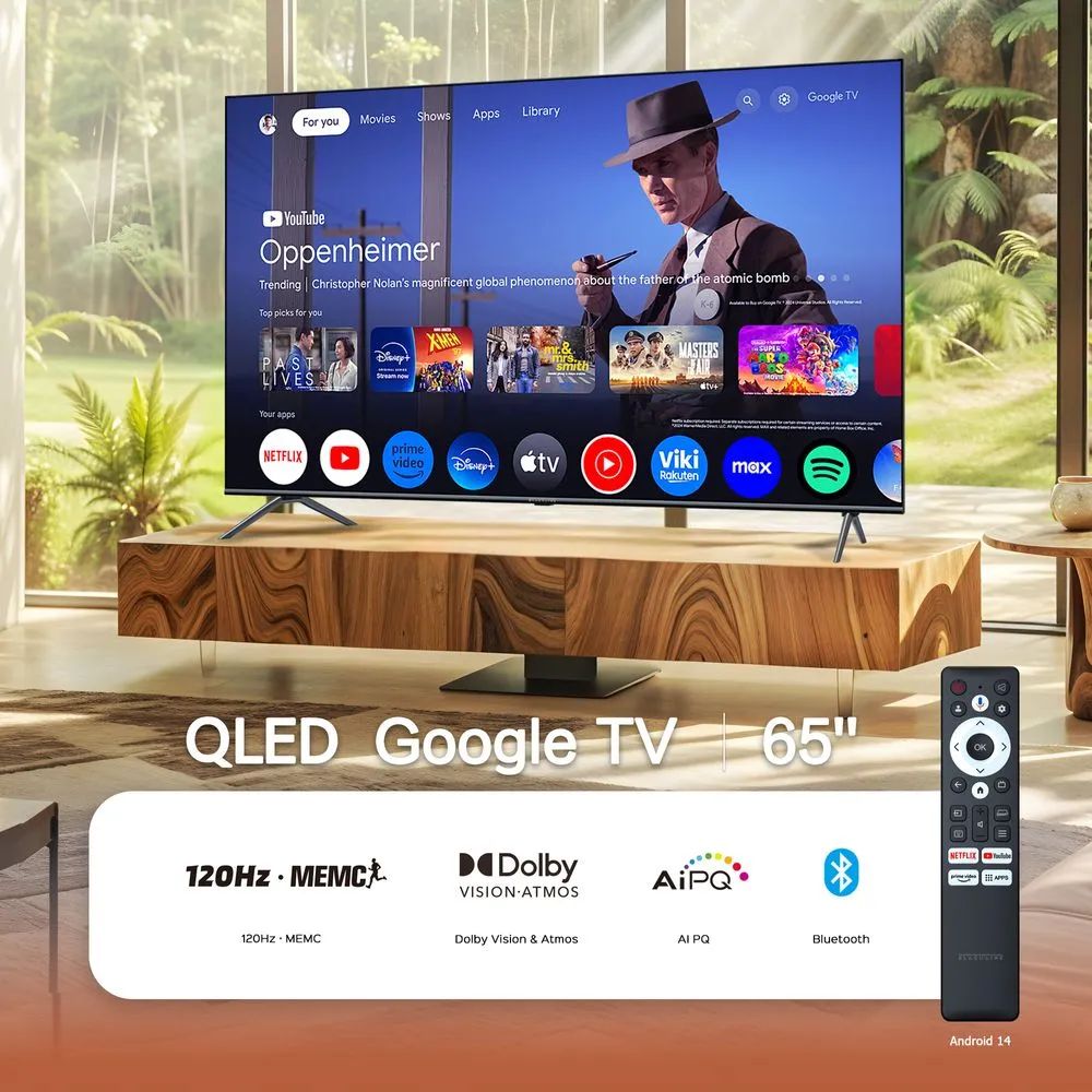 Televisor QLED BLACKLINE de 65" con Google TV