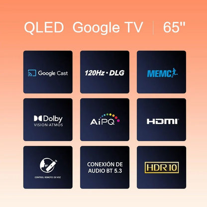 Televisor QLED BLACKLINE de 65" con Google TV