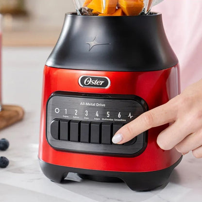 Licuadora Oster con vaso de 1.5L con 6 velocidades Rojo