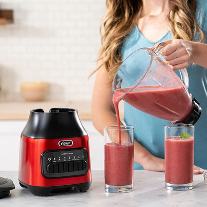 Licuadora Oster con vaso de 1.5L con 6 velocidades Rojo