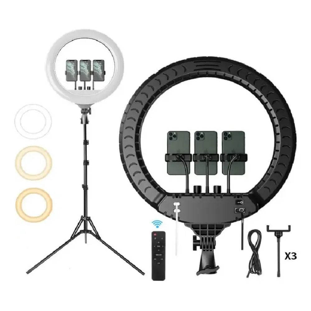 Aro Led 56cm + Tripode + Control Con 3 Adaptadore De Celular