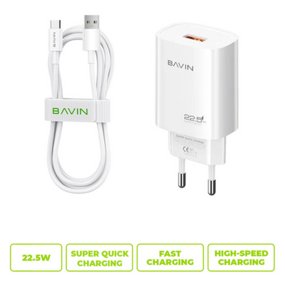 Cargador Bavin PC995Y 22.5W con Cable | USB Carga Rápida