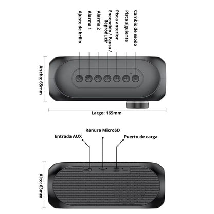 Parlante S8 Bluetooth con Reloj Despertador