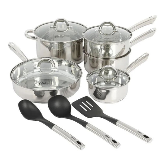 Juego de Ollas Oster 12 Piezas en Acero Inoxidable