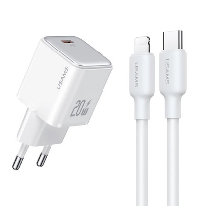 Kit Cargador Rápido 20W USB-C USAMS Serie YX con Cable Incluido