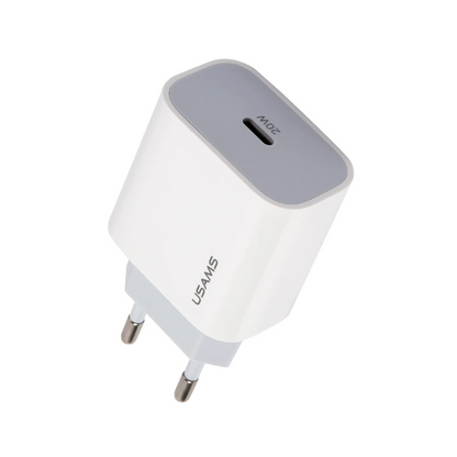Cargador USAMS 20W USB-C | Carga Rápida PD y Diseño Portátil